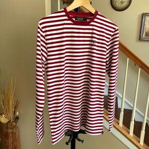 SSLR NWT White Red Striped Long Sleeve Tee Size Small